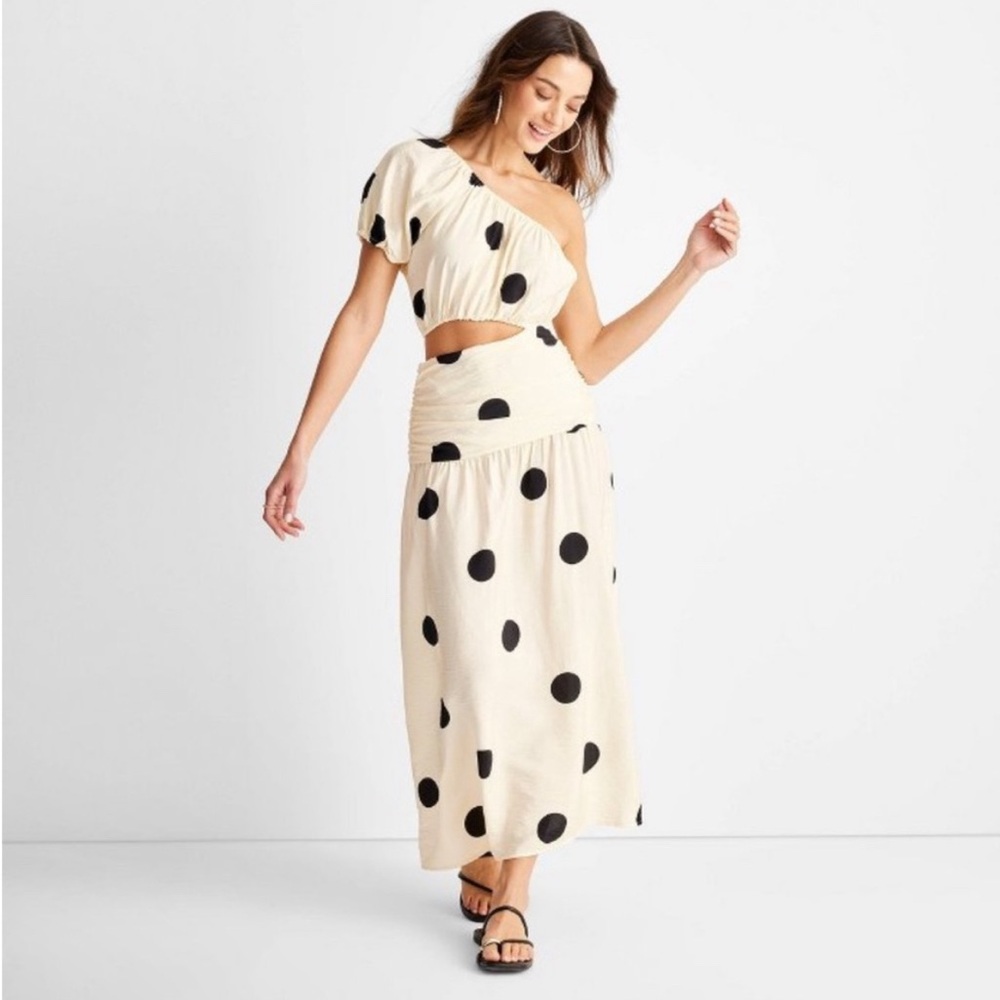 Polka Dot One Shoulder CutOut Midi Dress -Future Collective w Jenny K. Lopez  8